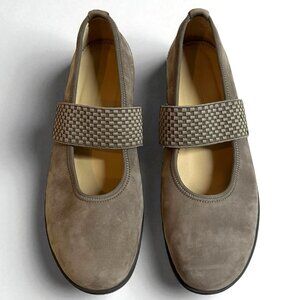 New HARTJES XS Austria Mary Jane Ballerina Taupe Nubuck Leather Flats US Size 10
